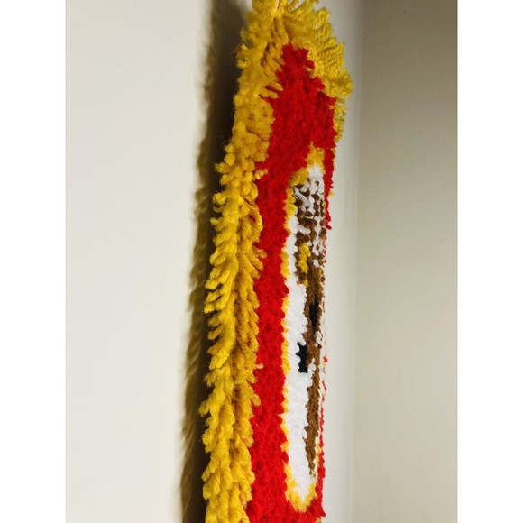 VTG Christmas Santa Reindeer Latch Hook Wall Hanging Handmade Kitschy Xmas Decor - Picture 5 of 8